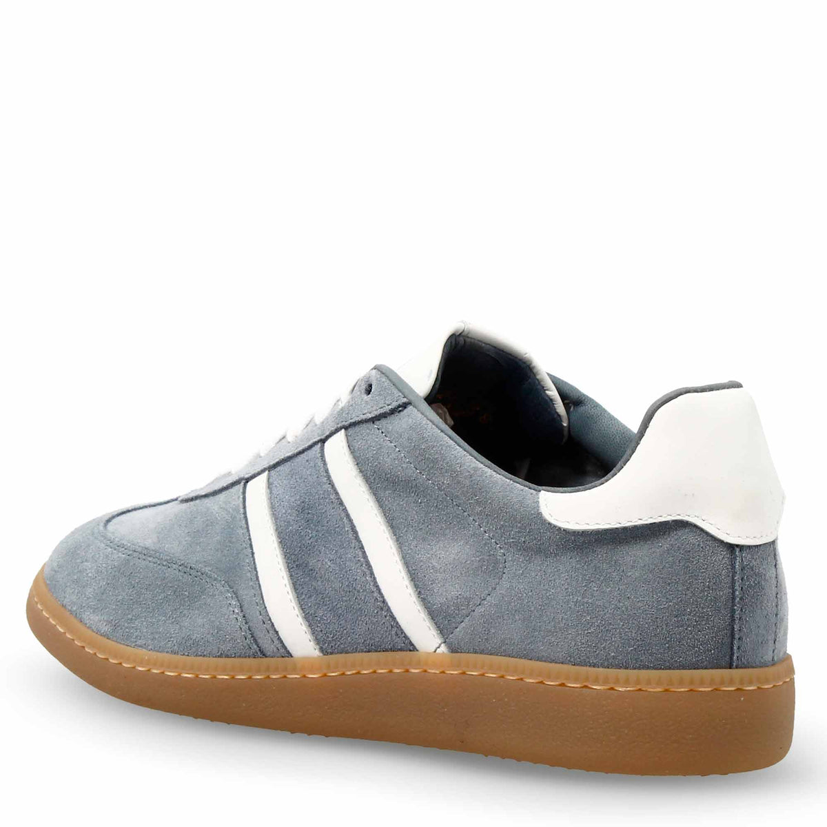 Sneaker artigianale da donna in pelle colore bianco e celeste - LeonardoShoes