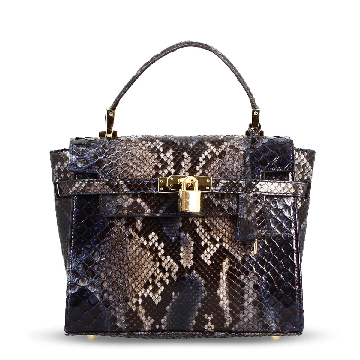 Borsa a mano artigianale da donna in pelle pregiata blu - LeonardoShoes
