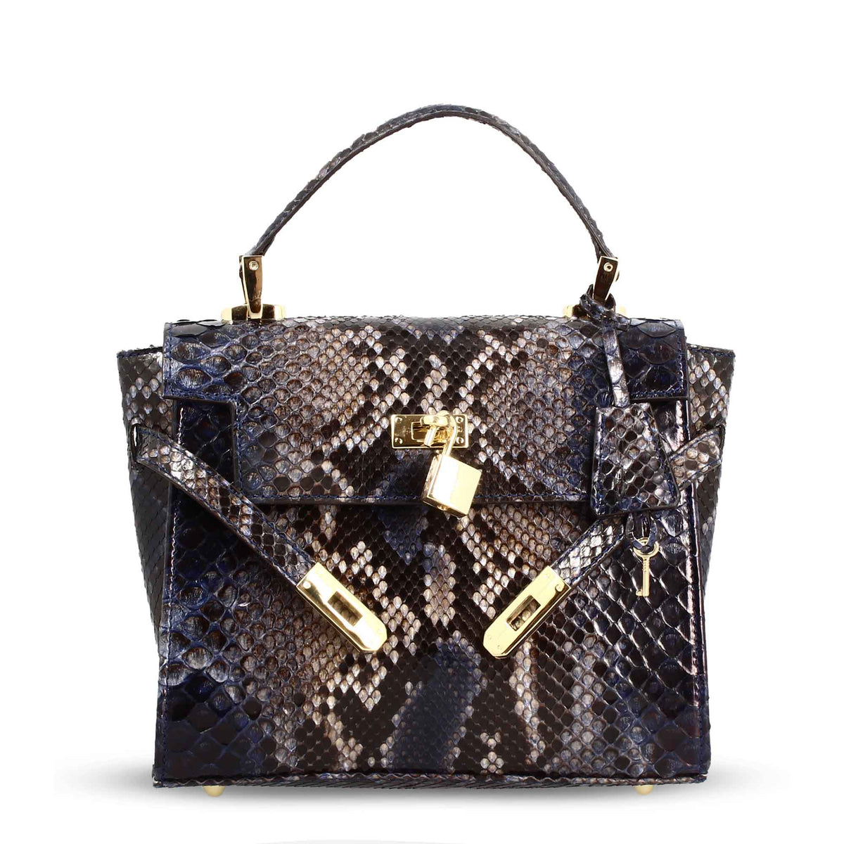 Borsa a mano artigianale da donna in pelle pregiata blu - LeonardoShoes