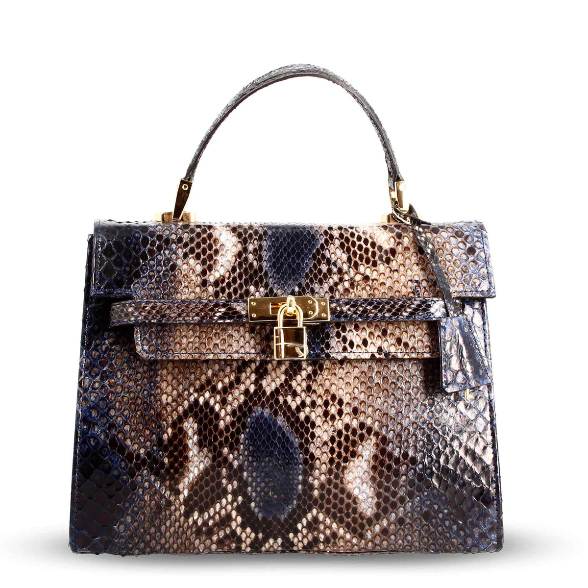 Borsa a mano grande artigianale da donna in pelle pregiata blu