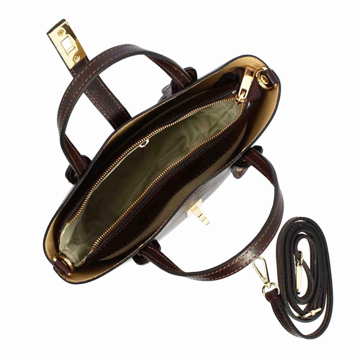 Borsa a mano Lisa da donna in pelle marrone scuro - LeonardoShoes