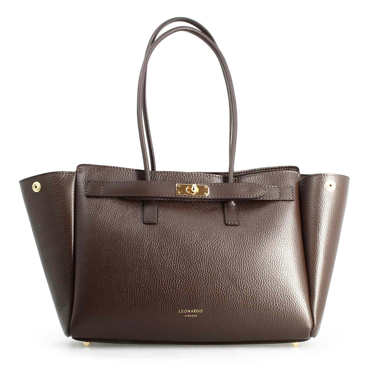 Borsa a spalle da donna in pelle marrone scuro Giulia - LeonardoShoes