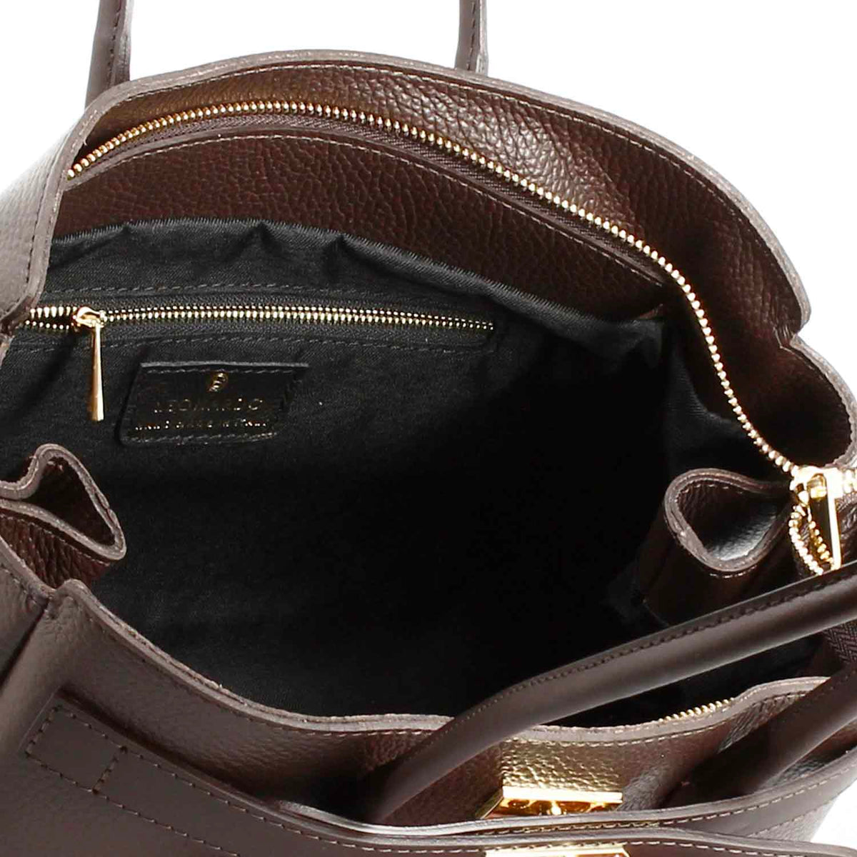 Borsa a spalle da donna in pelle marrone scuro Giulia - LeonardoShoes