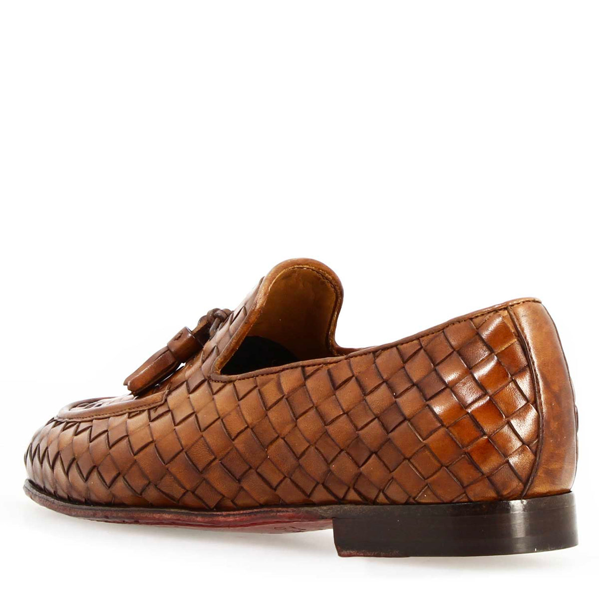 Mocassino Giuliano da uomo in pelle marrone con nappine