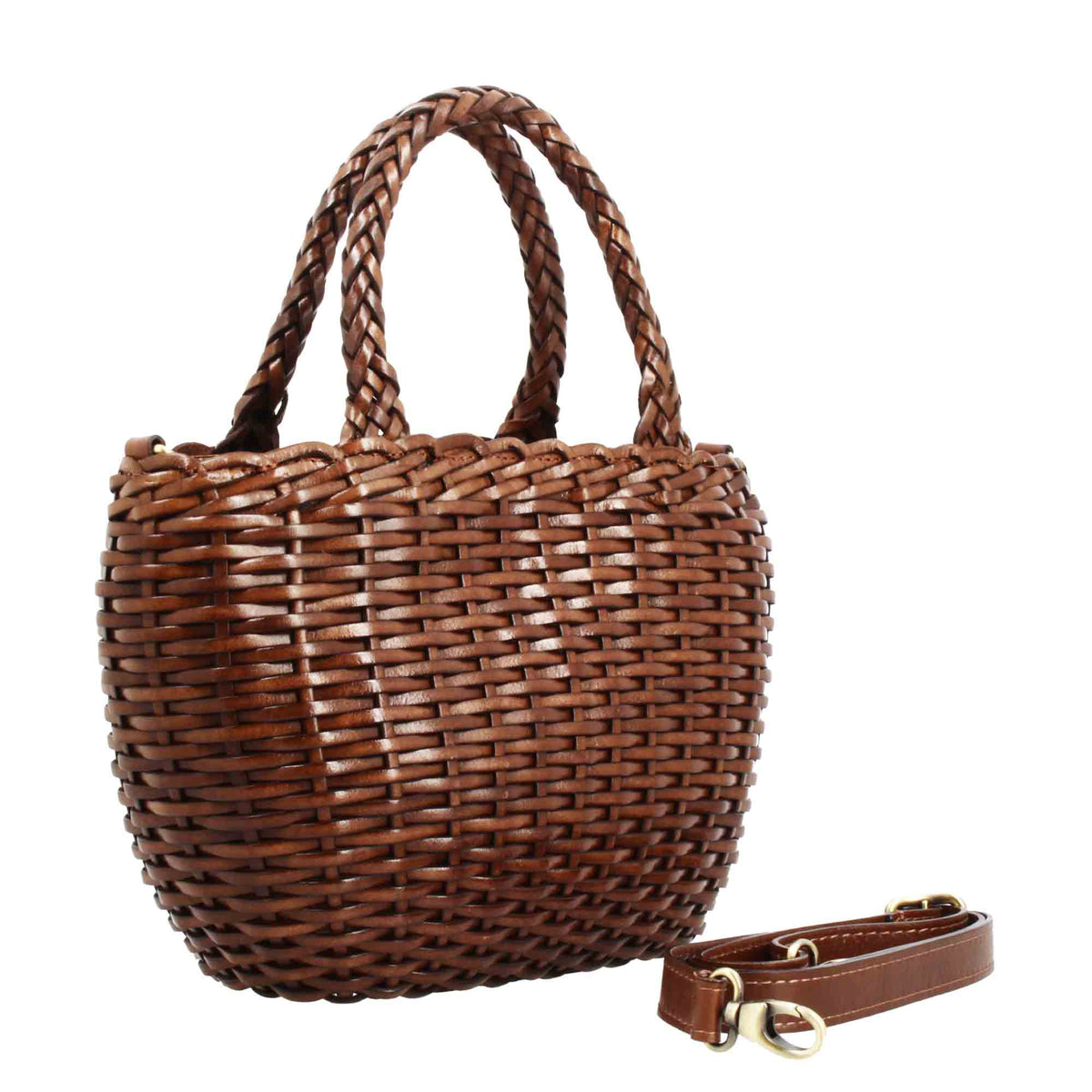 Borsa Canestra L artigianale in pelle intrecciata marrone - LeonardoShoes