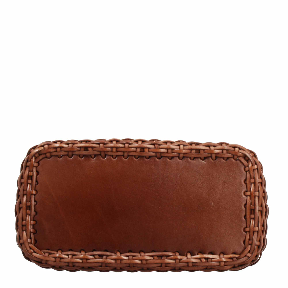 Borsa Canestra XL artigianale in pelle intrecciata marrone - LeonardoShoes