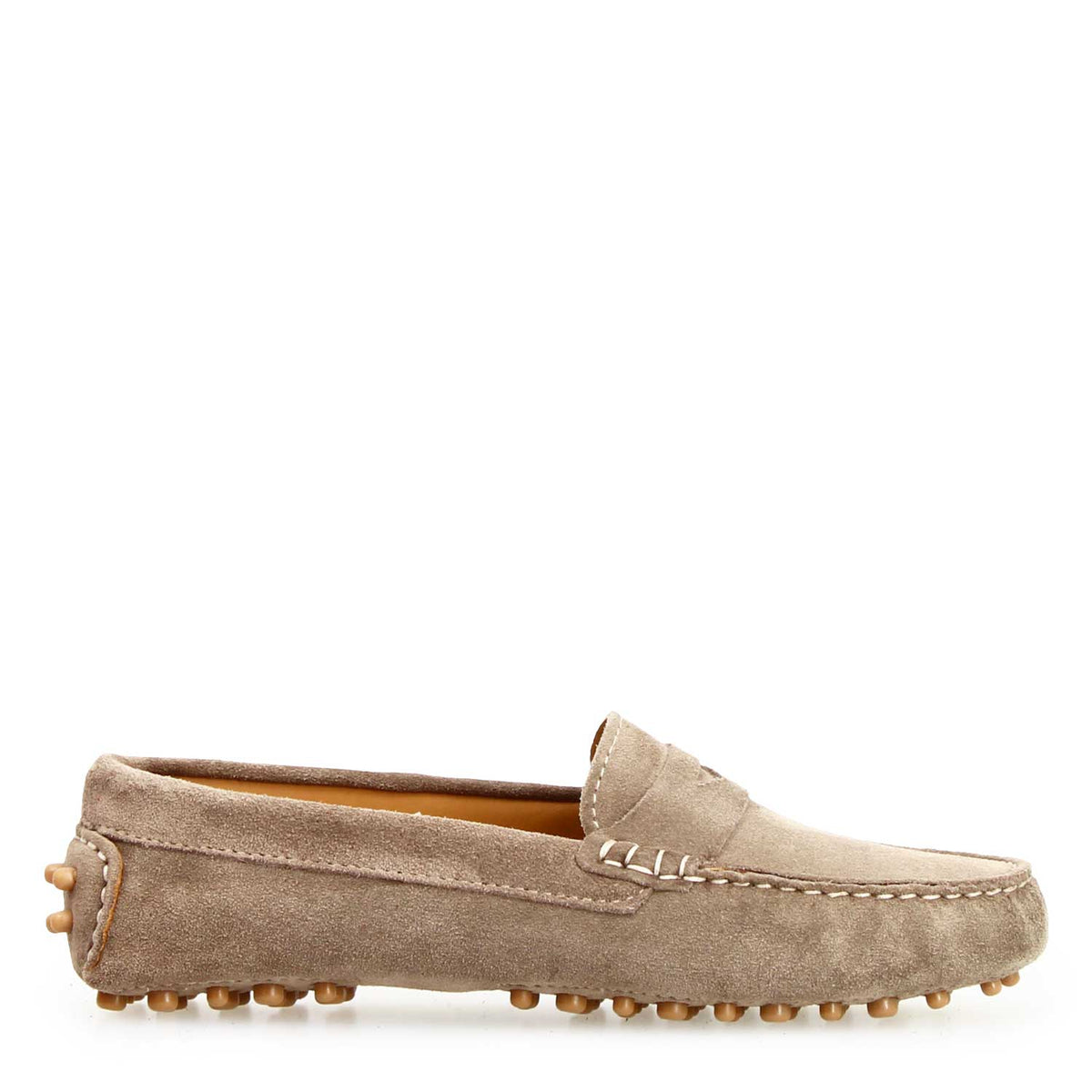 Car shoe Garda da donna in camoscio beige - LeonardoShoes
