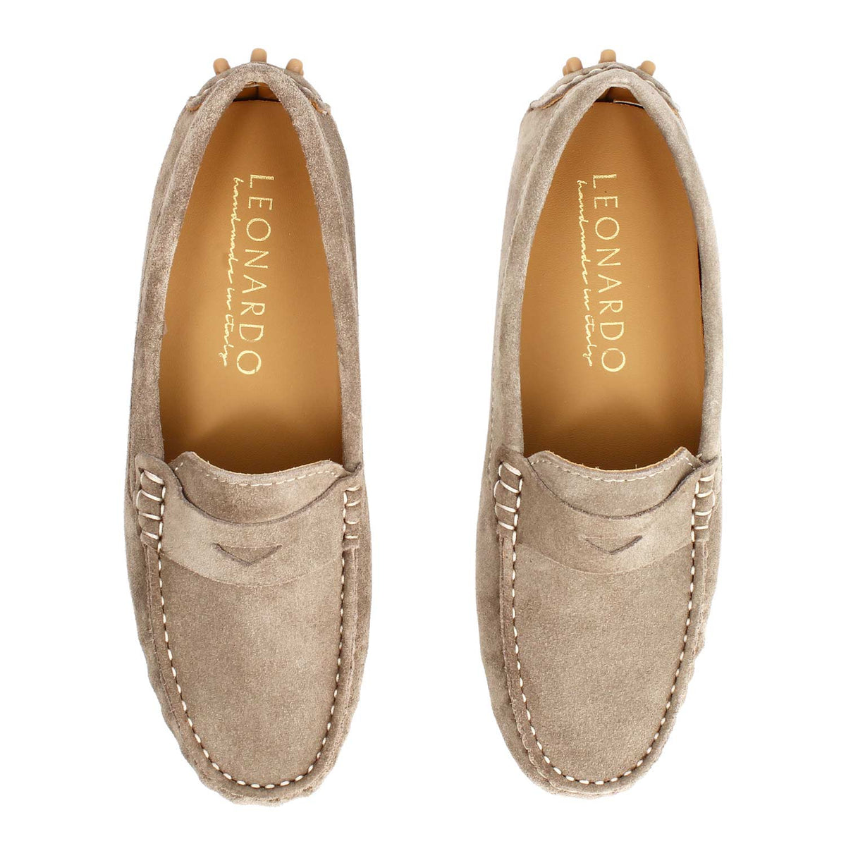 Car shoe Garda da donna in camoscio beige - LeonardoShoes