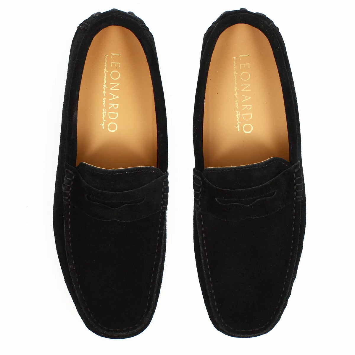 Car shoe Garda da uomo in pelle scamosciata nera - LeonardoShoes