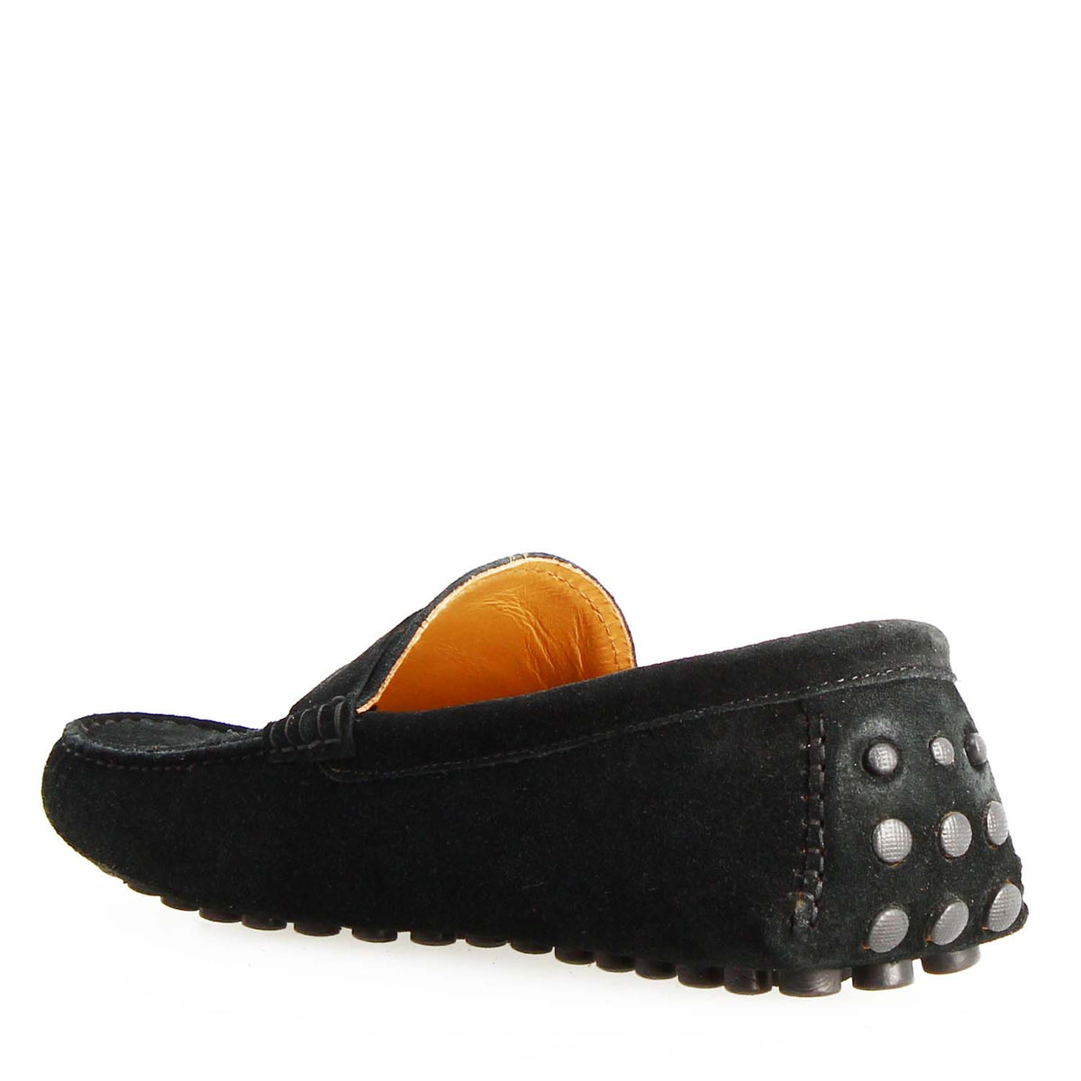 Car shoe Garda da uomo in pelle scamosciata nera - LeonardoShoes