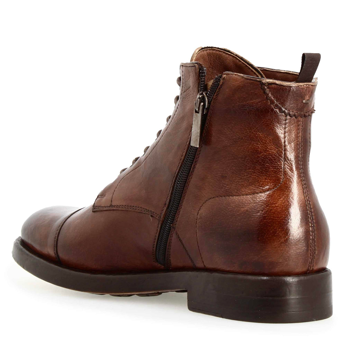Stivaletto cap toe da uomo in pelle pregiata marrone - LeonardoShoes