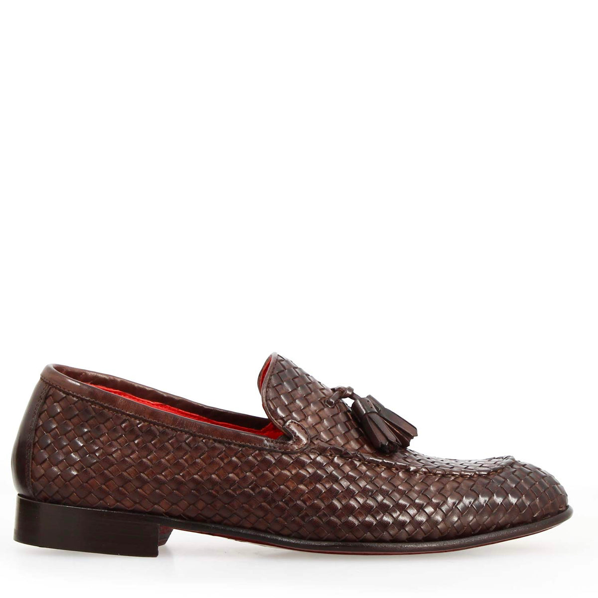 Mocassino Novello da uomo in pelle intrecciata moro