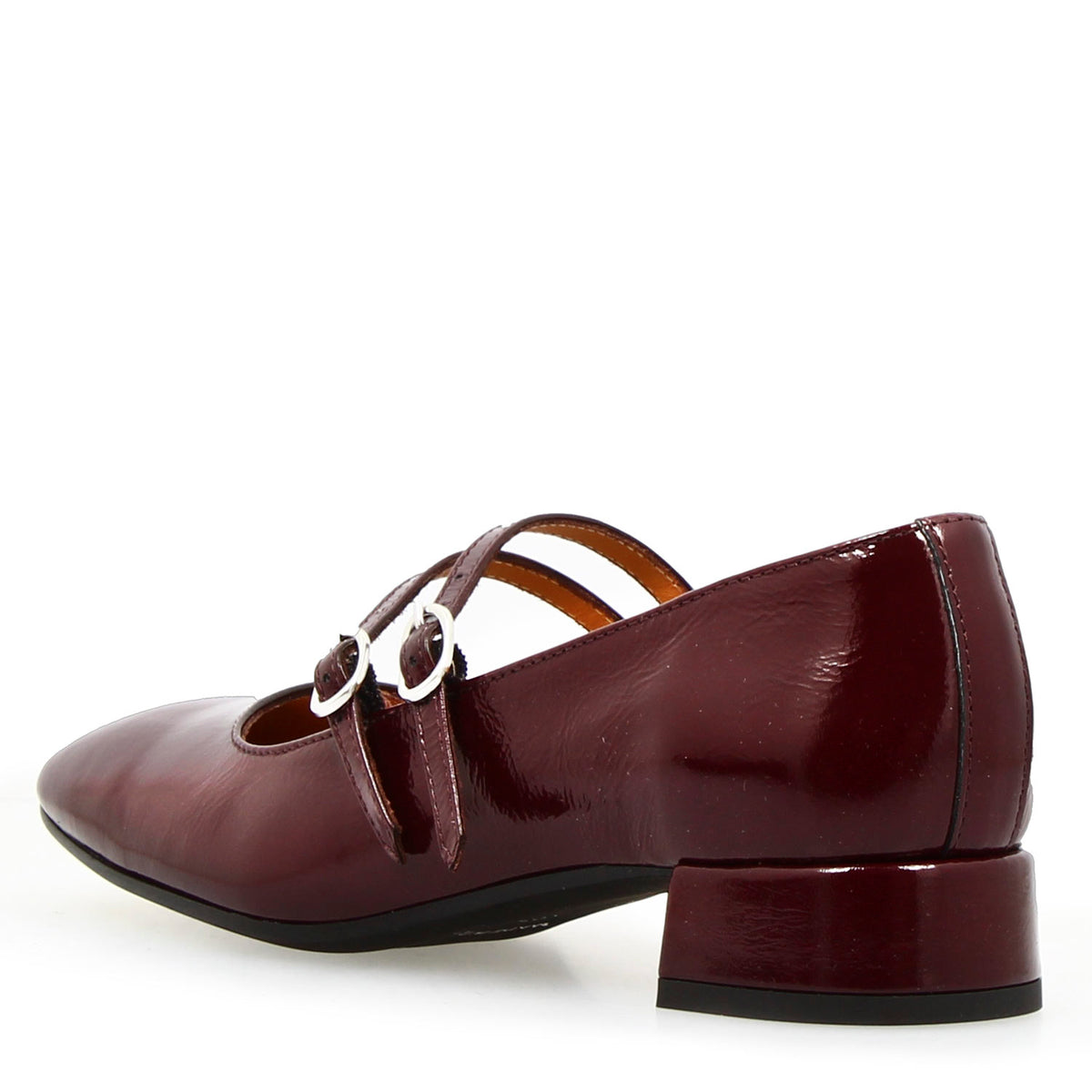 Décolleté Mary Jane in pelle lucida stropicciata colore bordeaux - LeonardoShoes