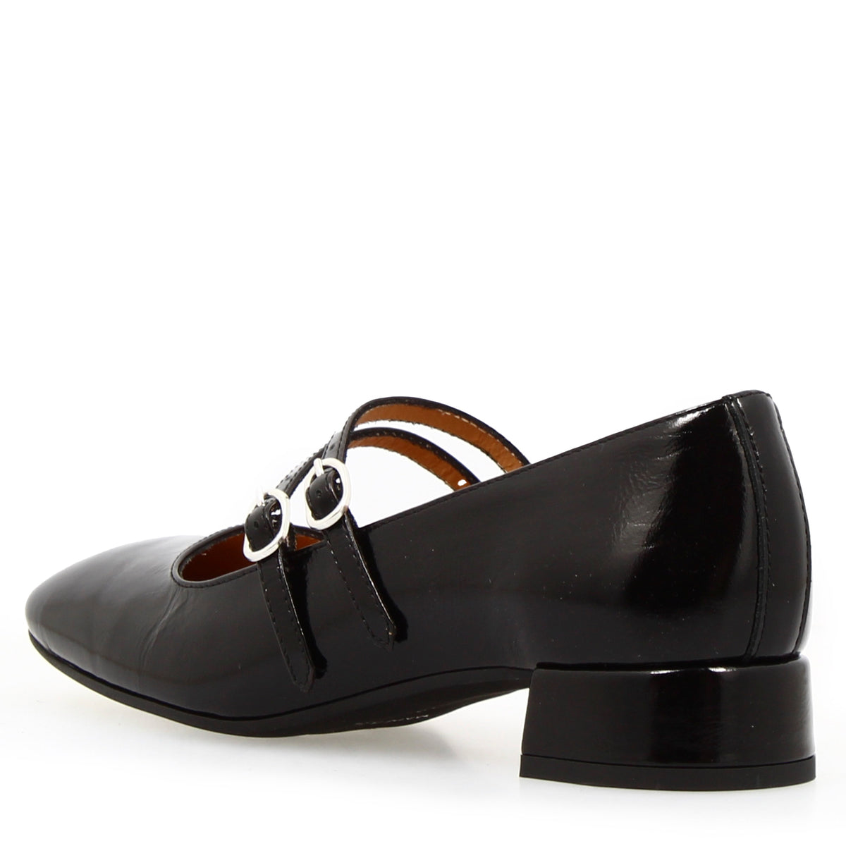 Décolleté Mary Jane in pelle lucida stropicciata colore nero - LeonardoShoes