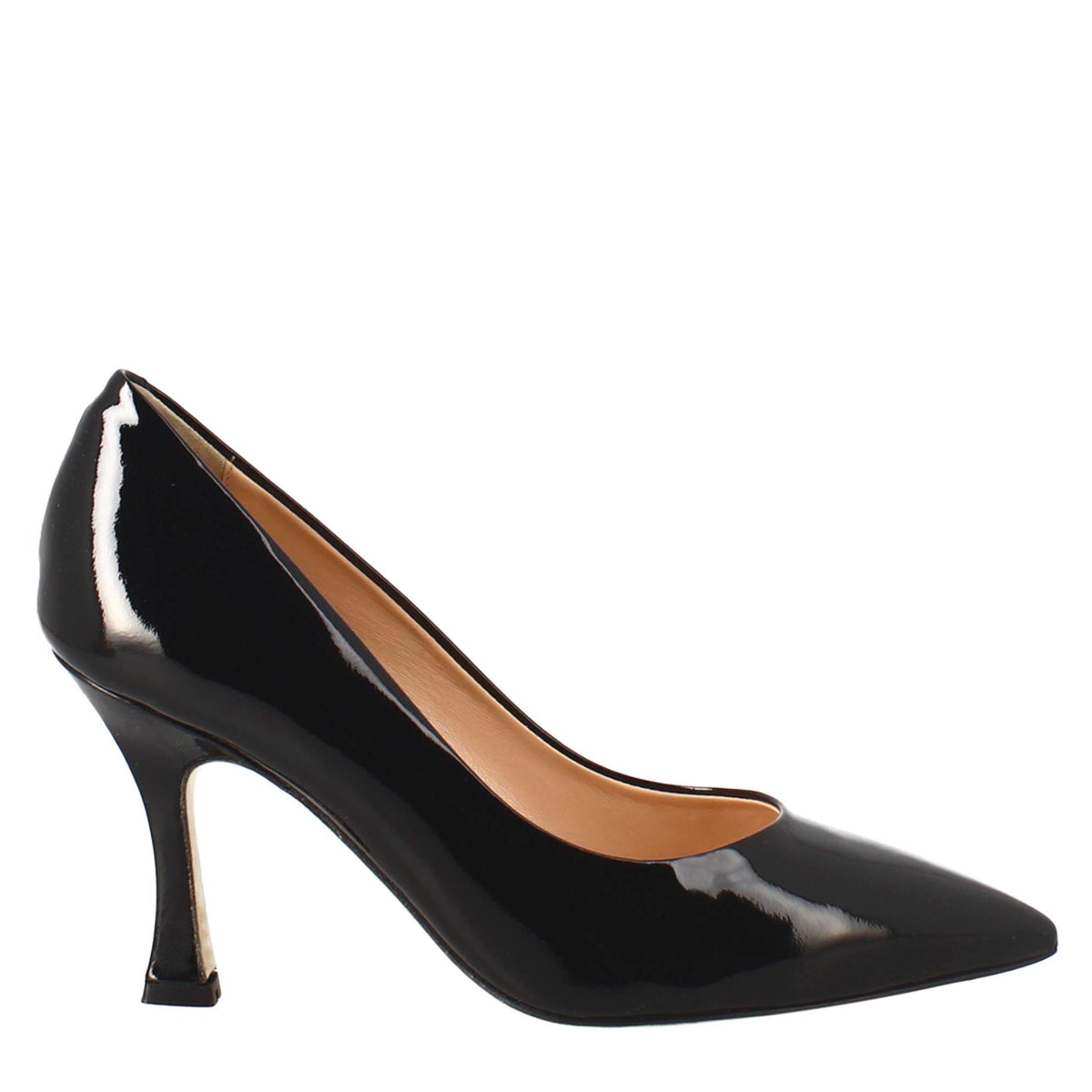 Décolleté da donna in pelle verniciata colore nero a punta - LeonardoShoes
