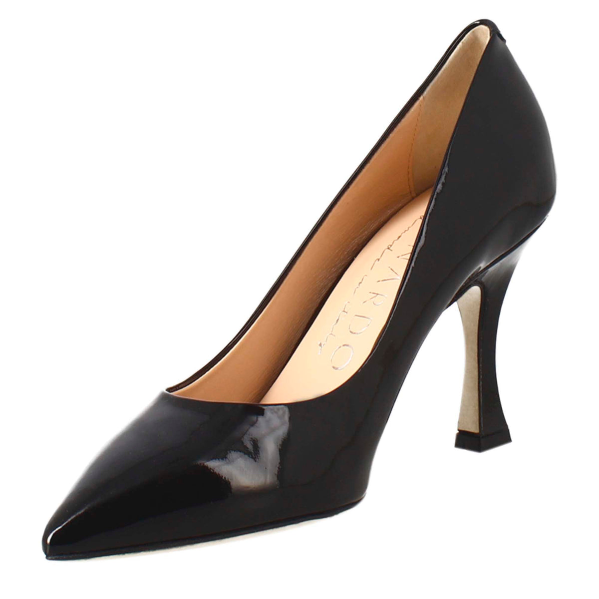 Décolleté da donna in pelle verniciata colore nero a punta - LeonardoShoes