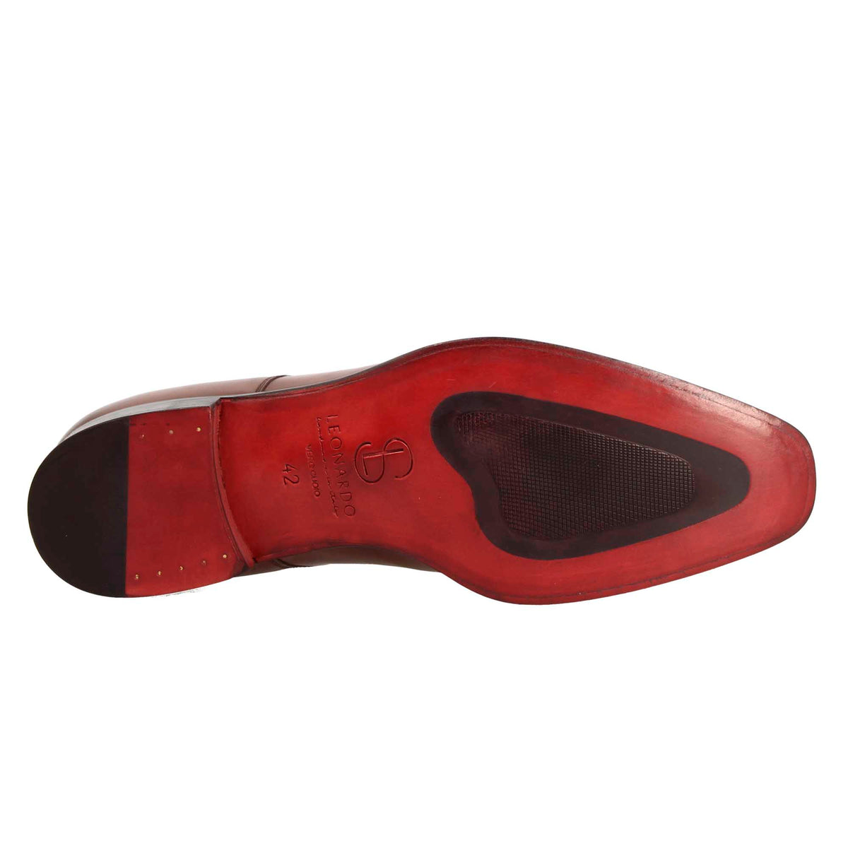 Derby da uomo in pelle marrone scuro con punta squadrata con disegno - LeonardoShoes