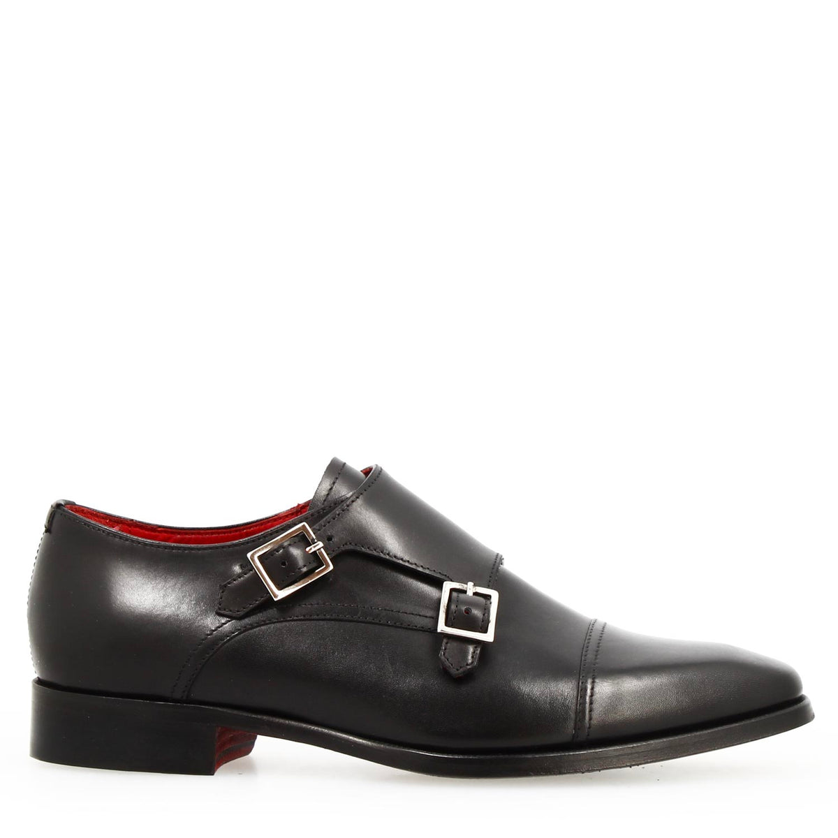 Doppia fibbia Achille da uomo in pelle nera - LeonardoShoes
