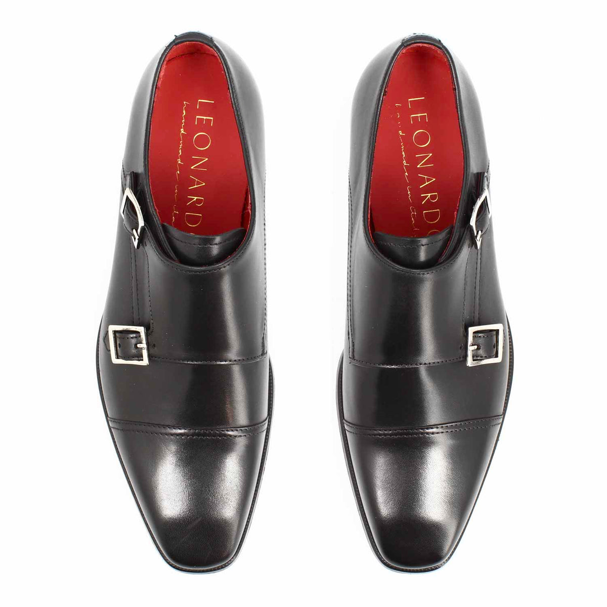 Doppia fibbia Achille da uomo in pelle nera - LeonardoShoes