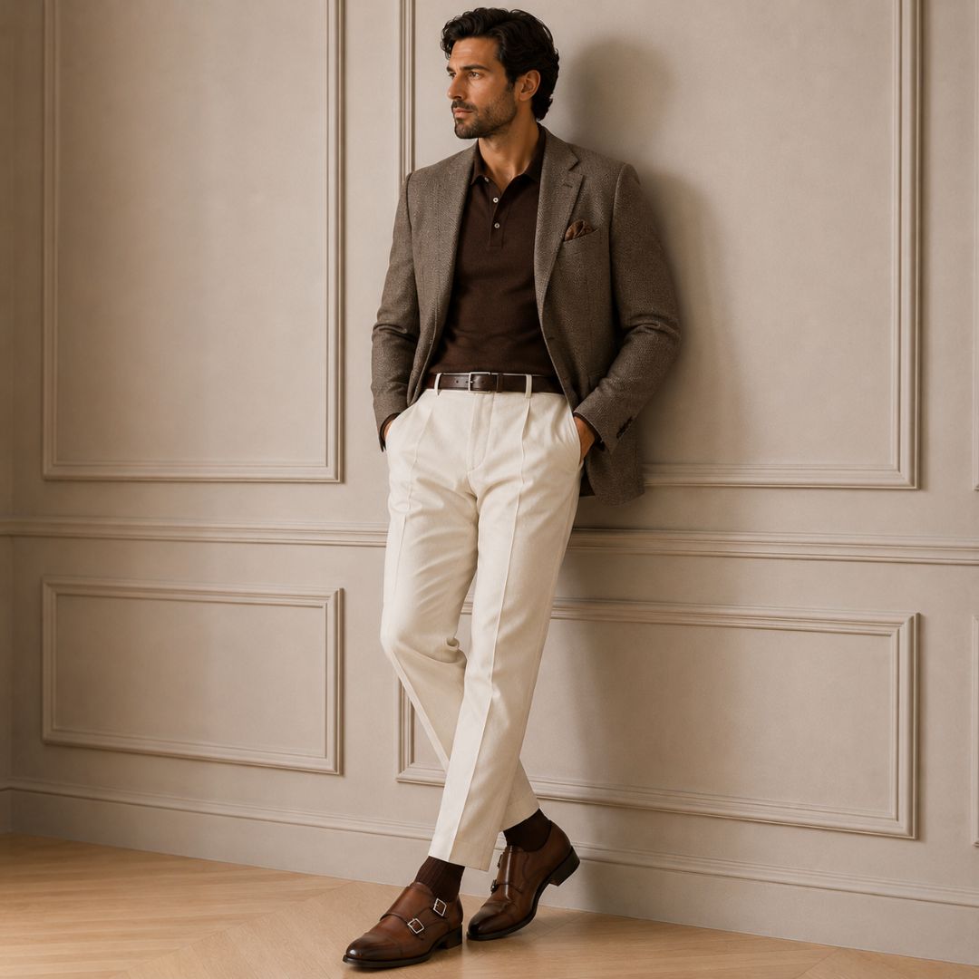 Doppia fibbia Achille da uomo in pelle marrone - LeonardoShoes