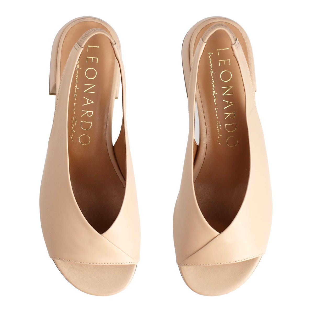 Sandalo Elettra da donna in pelle beige con tacco - LeonardoShoes