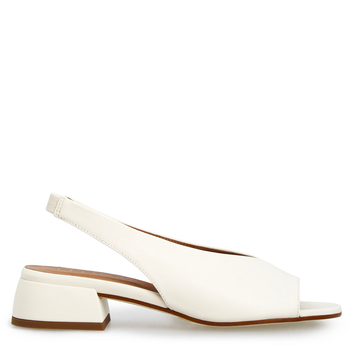 Sandalo con tacco medio Elettra da donna in pelle bianca - LeonardoShoes
