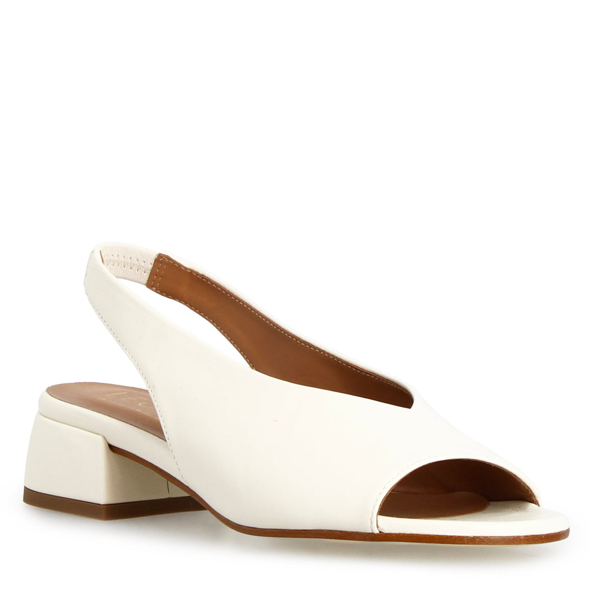 Sandalo con tacco medio Elettra da donna in pelle bianca - LeonardoShoes