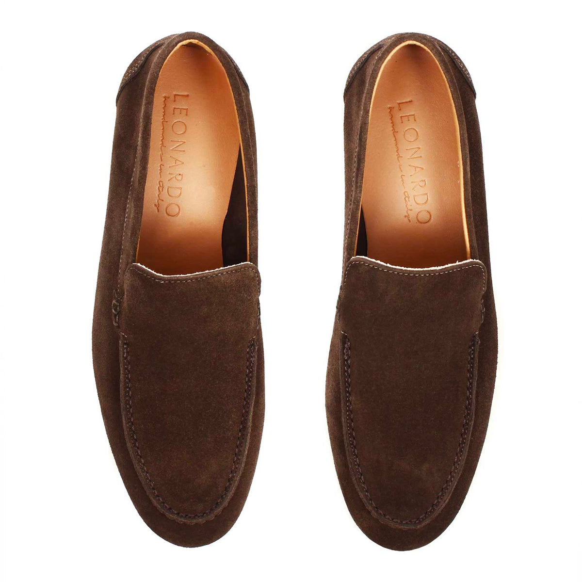 Mocassino Elite da uomo in pelle scamosciata marrone scuro - LeonardoShoes