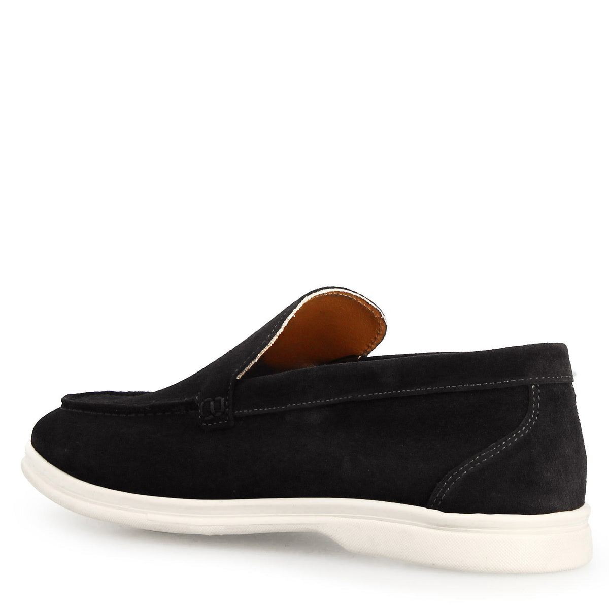 Mocassino Elite da uomo in pelle scamosciata nera - LeonardoShoes
