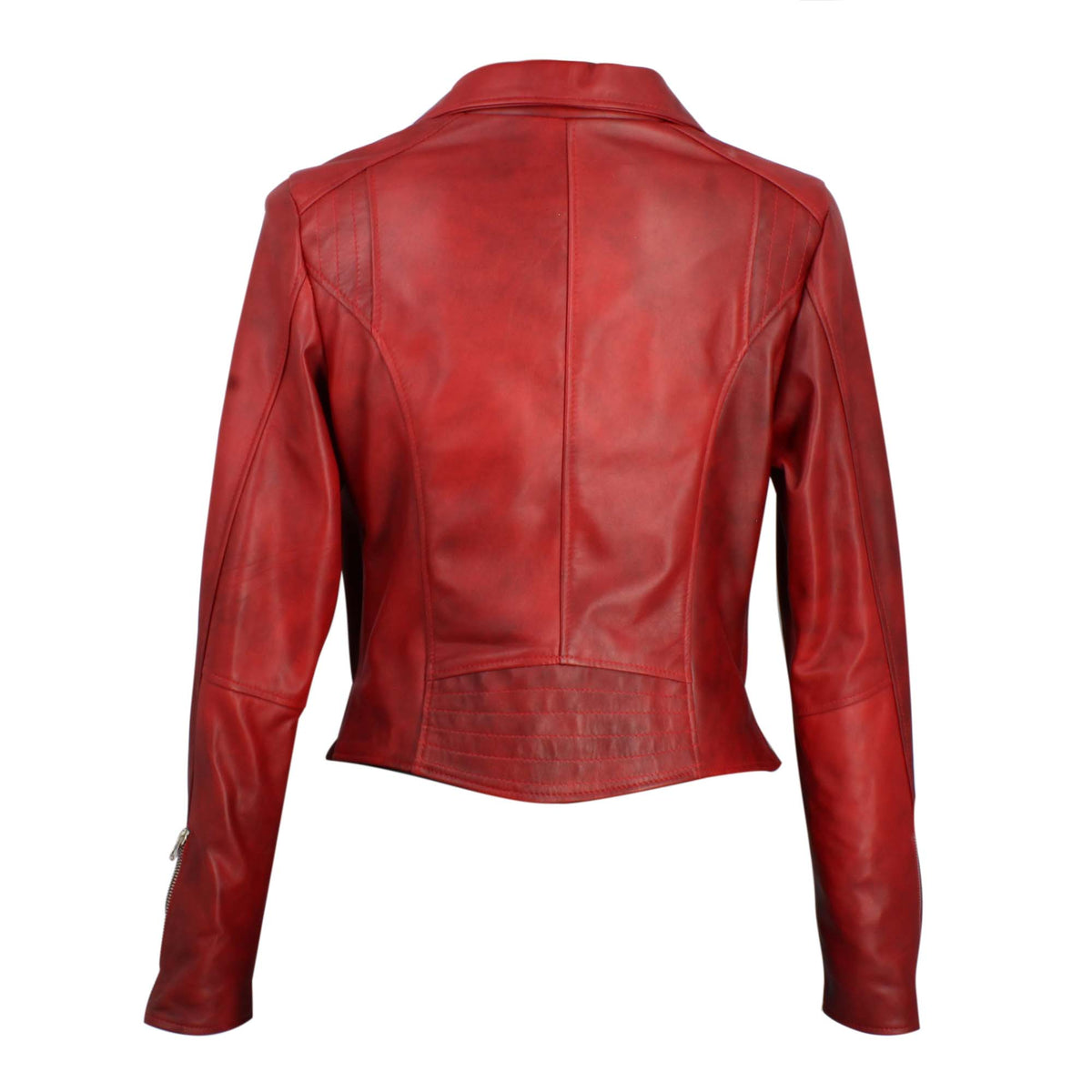 Giacca da donna in pelle rossa con doppio petto