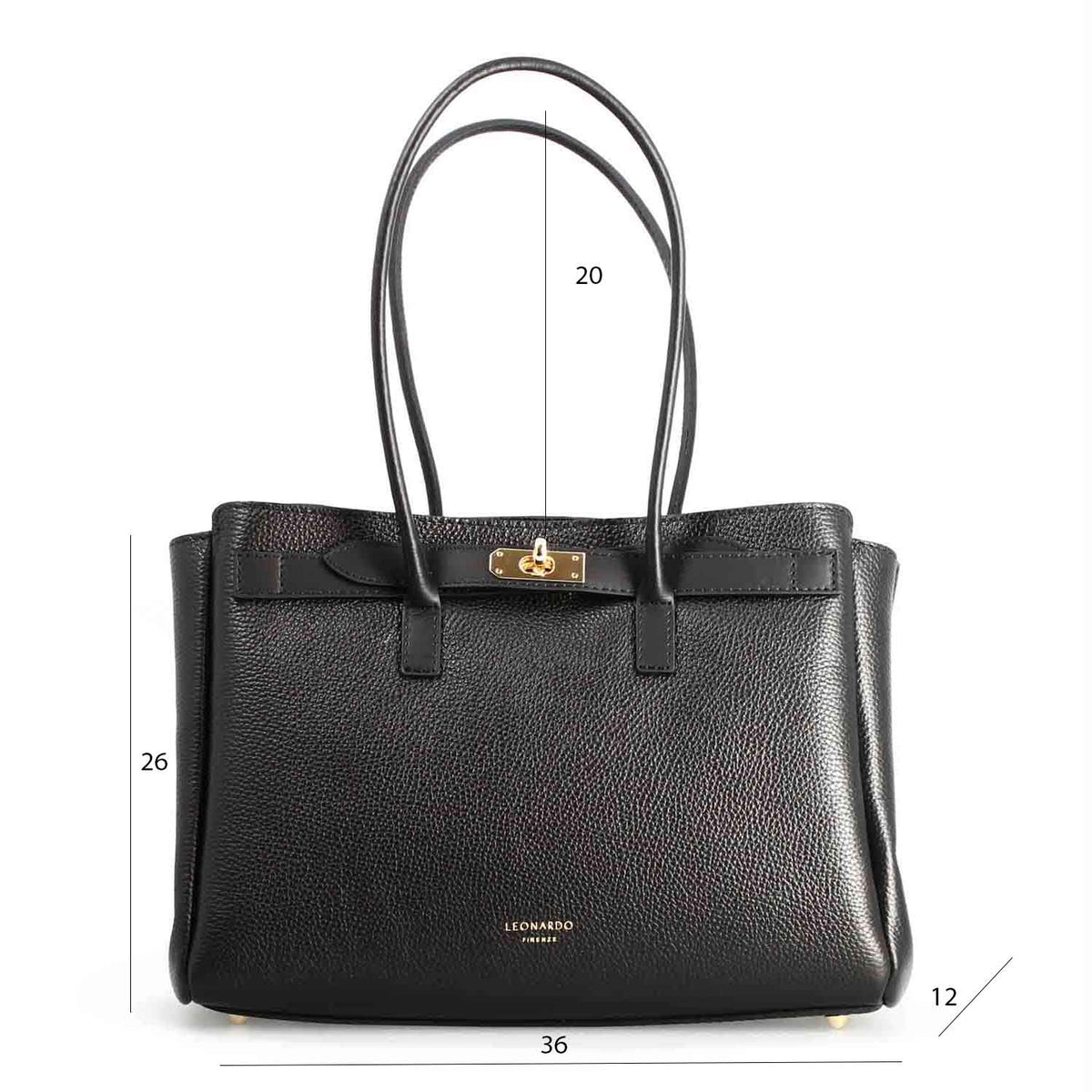 Borsa a spalle da donna in pelle nera Giulia - LeonardoShoes