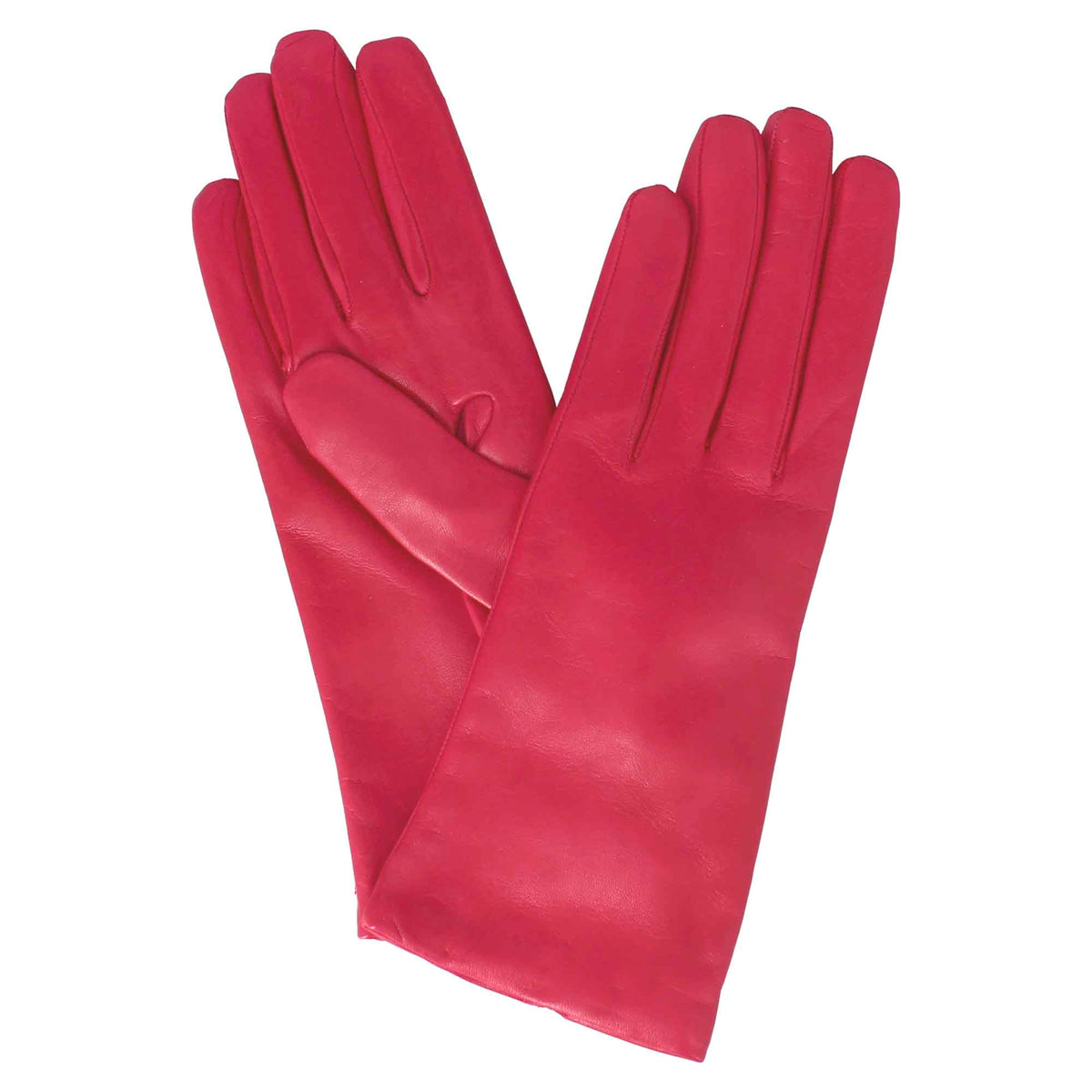 Guanto da donna in pelle color fuxia liscia con fodera in cashmere - LeonardoShoes