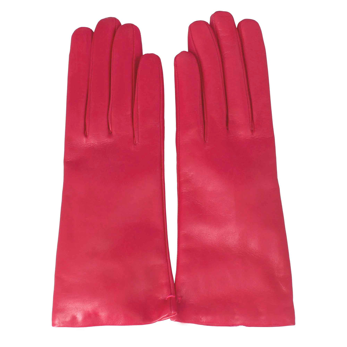 Guanto da donna in pelle color fuxia liscia con fodera in cashmere - LeonardoShoes