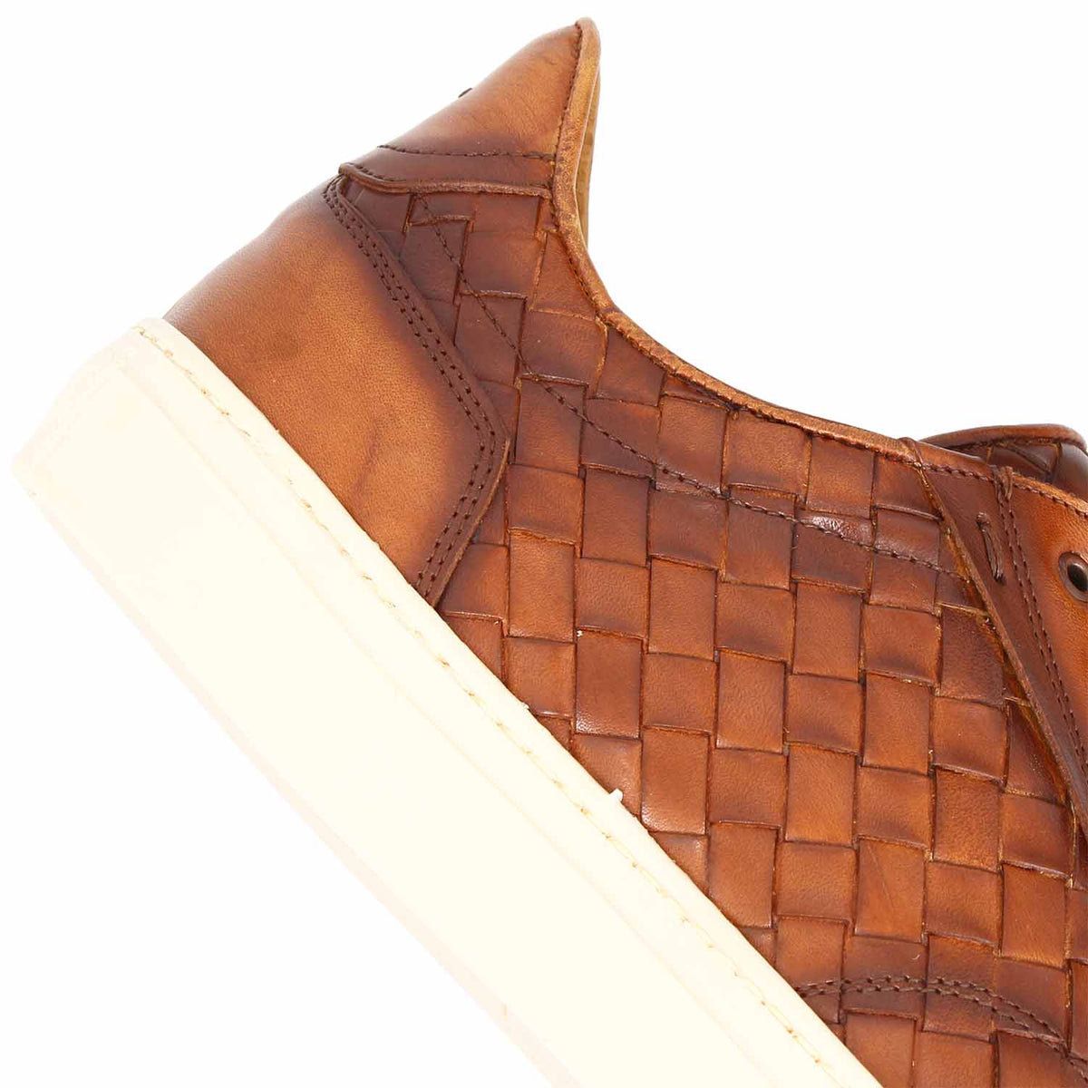 Icaro sneaker da uomo in pelle intrecciata marrone - LeonardoShoes