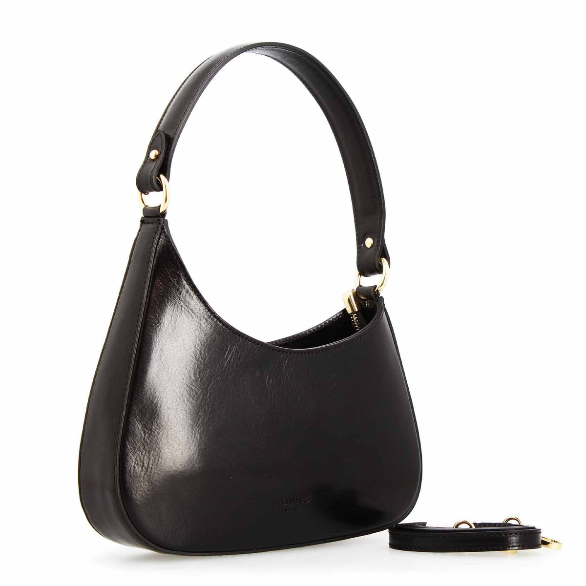 Isotta M - Borsa a mano da donna mezzaluna in pelle nera