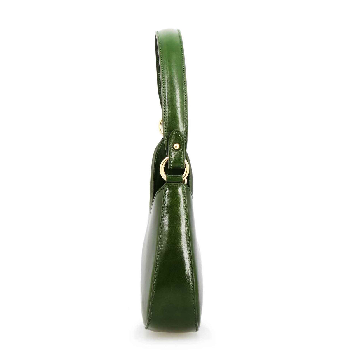 Isotta M - Borsa a mano da donna mezzaluna in pelle verde