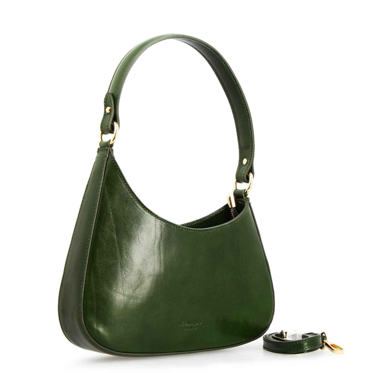 Isotta M - Borsa a mano da donna mezzaluna in pelle verde