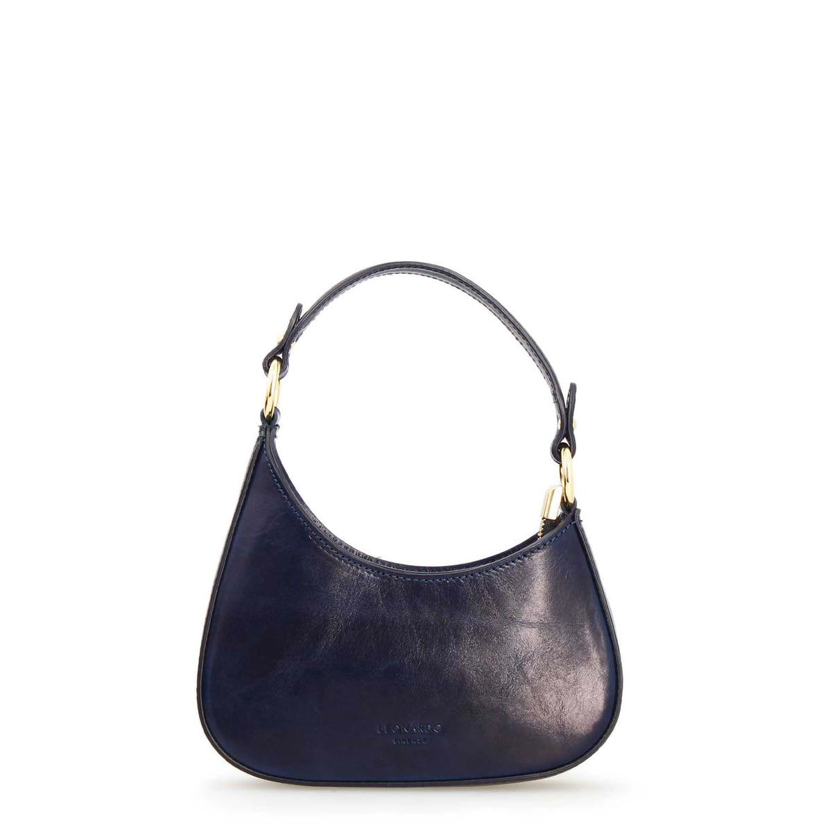 Isotta S - Mini borsa mezzaluna in pelle blu