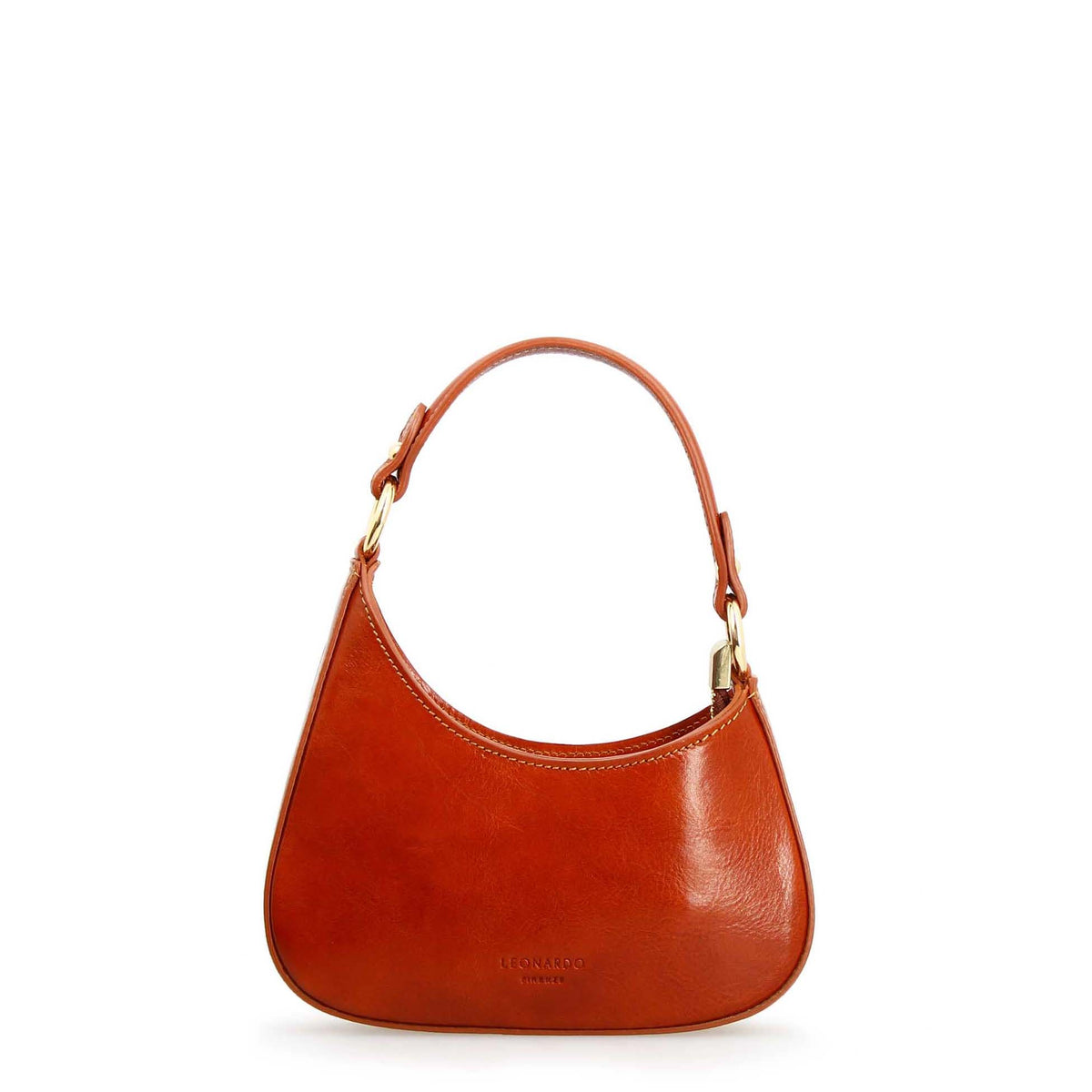 Isotta S - Mini borsa mezzaluna in pelle marrone chiaro