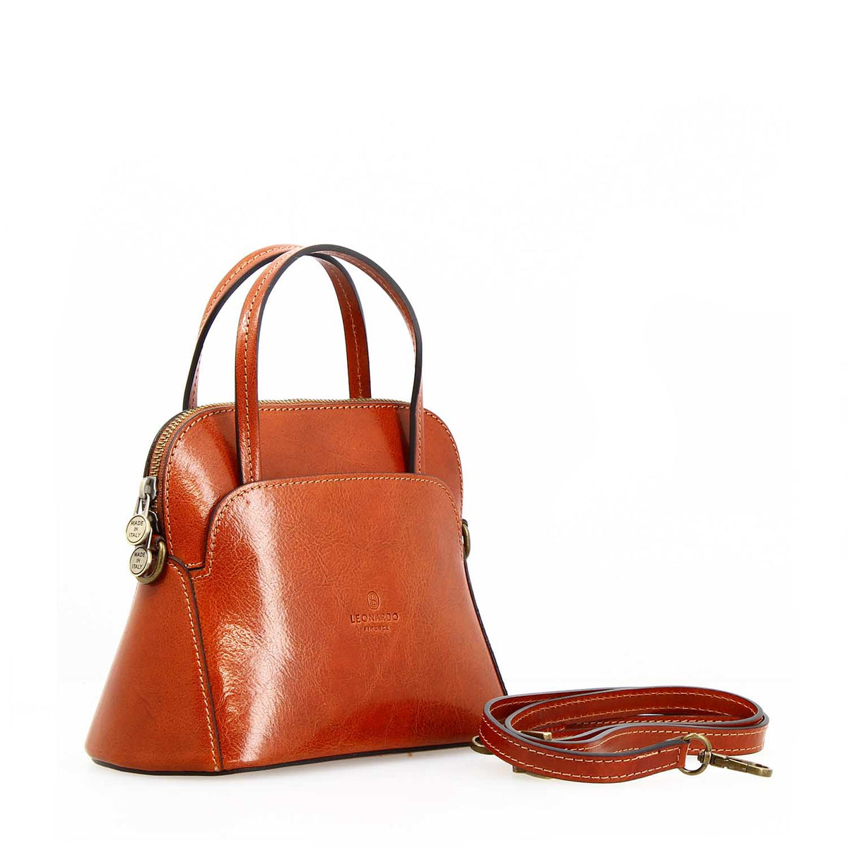 Borsa a tracolla Livia da donna in pelle arancione semi lucida - LeonardoShoes