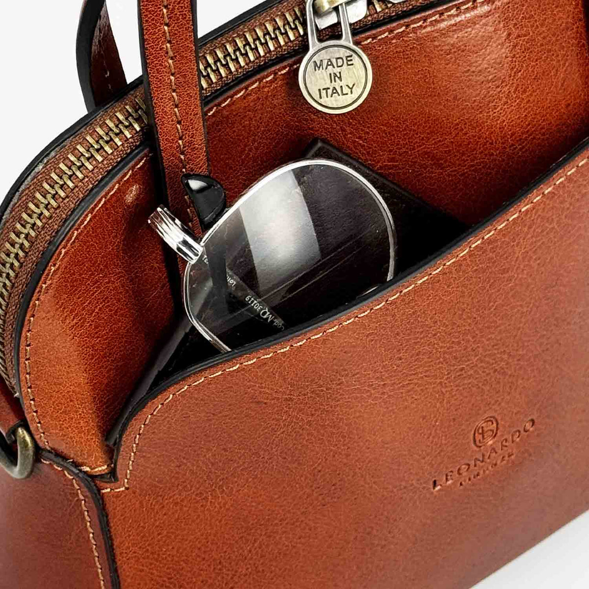 Borsa a tracolla Livia da donna in pelle arancione semi lucida - LeonardoShoes