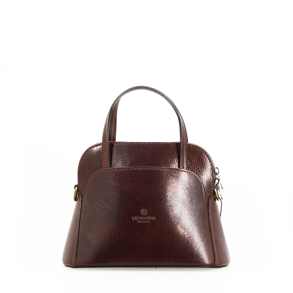 Borsa a tracolla Livia da donna in pelle marrone scuro semi lucida - LeonardoShoes