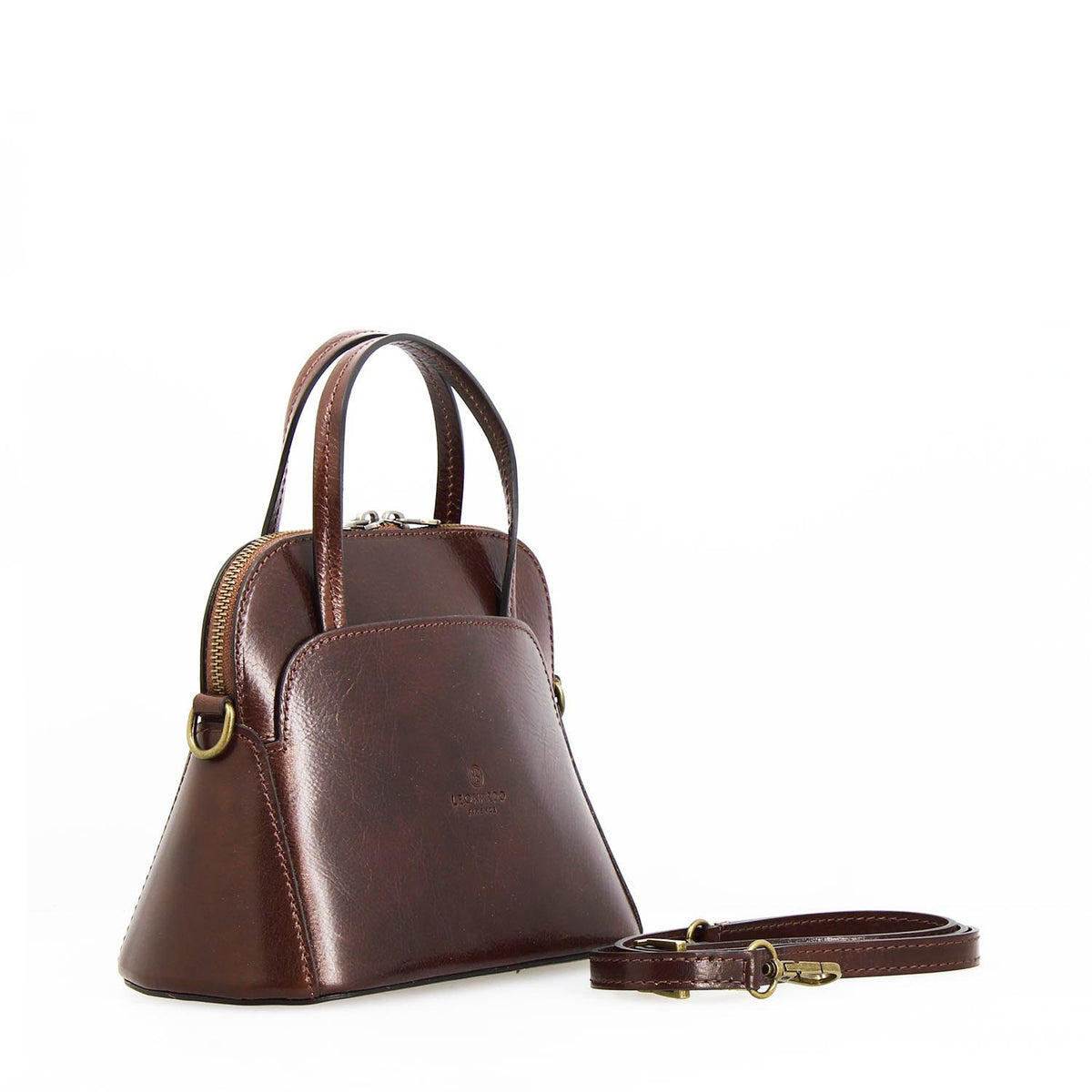 Borsa a tracolla Livia da donna in pelle marrone scuro semi lucida - LeonardoShoes