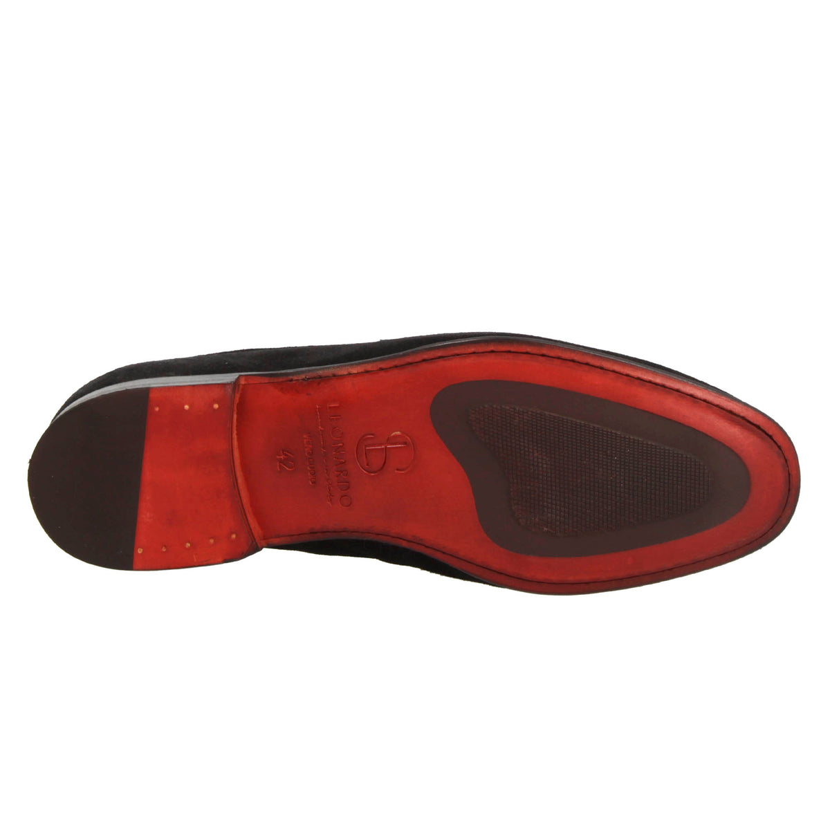 Mocassino nero artigianale da uomo in pelle scamosciata - LeonardoShoes