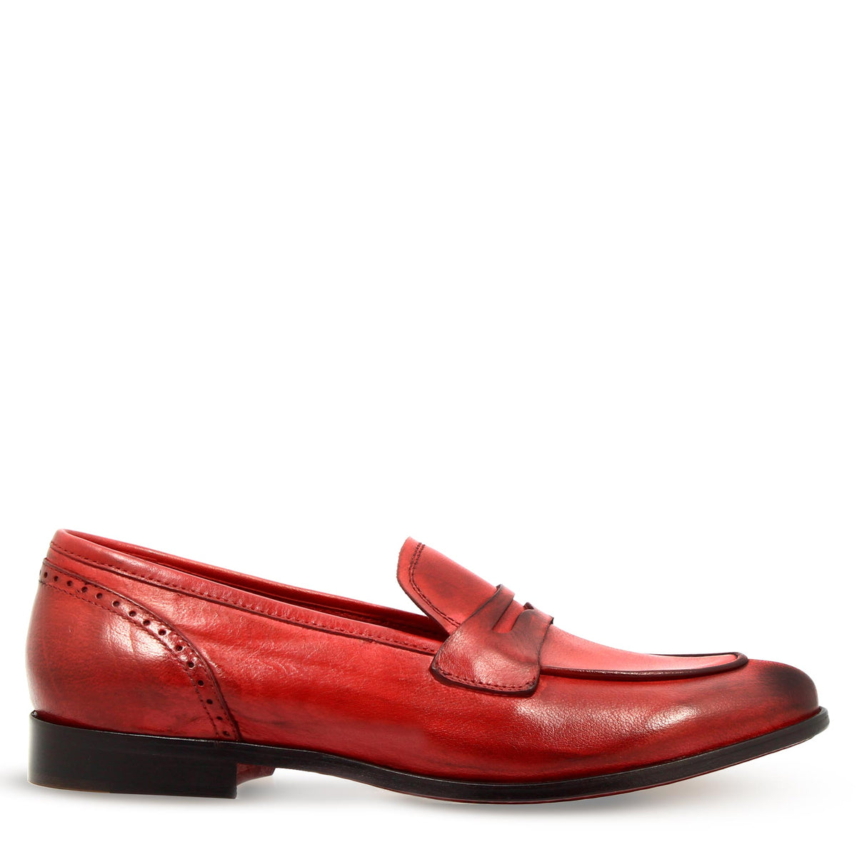 Mocassini da donna artigianali in pelle colore rosso - LeonardoShoes
