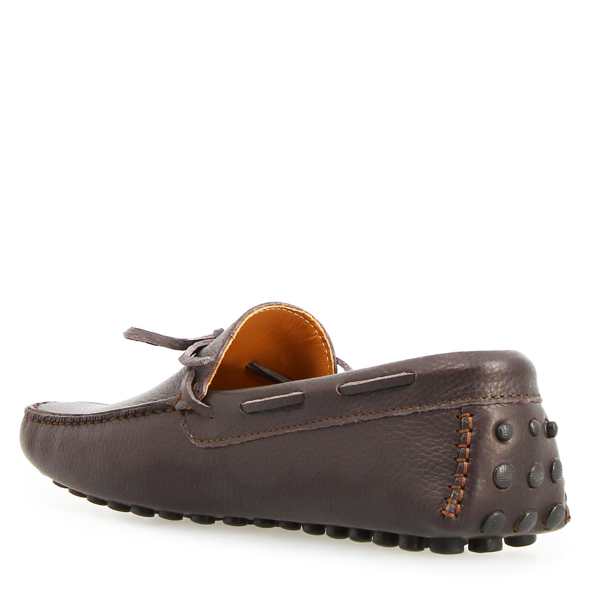 Mocassino artigianale driving da uomo in pelle marrone Dario - LeonardoShoes