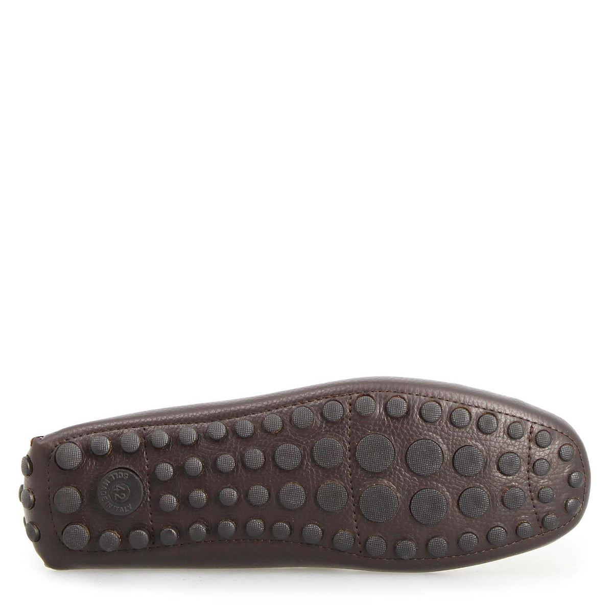 Mocassino artigianale driving da uomo in pelle marrone Dario - LeonardoShoes