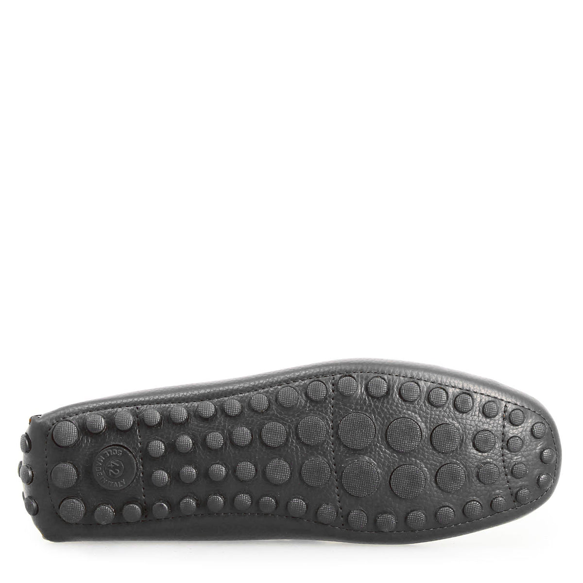 Mocassino Dario artigianale carshoe da uomo in pelle nera - LeonardoShoes