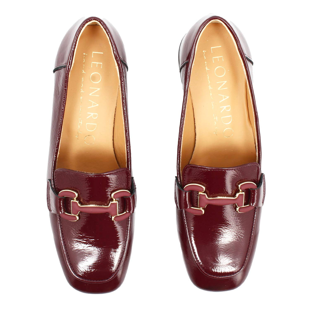 Mocassino artigianale da donna in pelle bordeaux