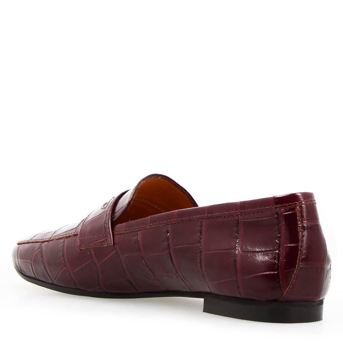 Mocassino artigianale da donna in pelle stampa cocco bordeaux - LeonardoShoes
